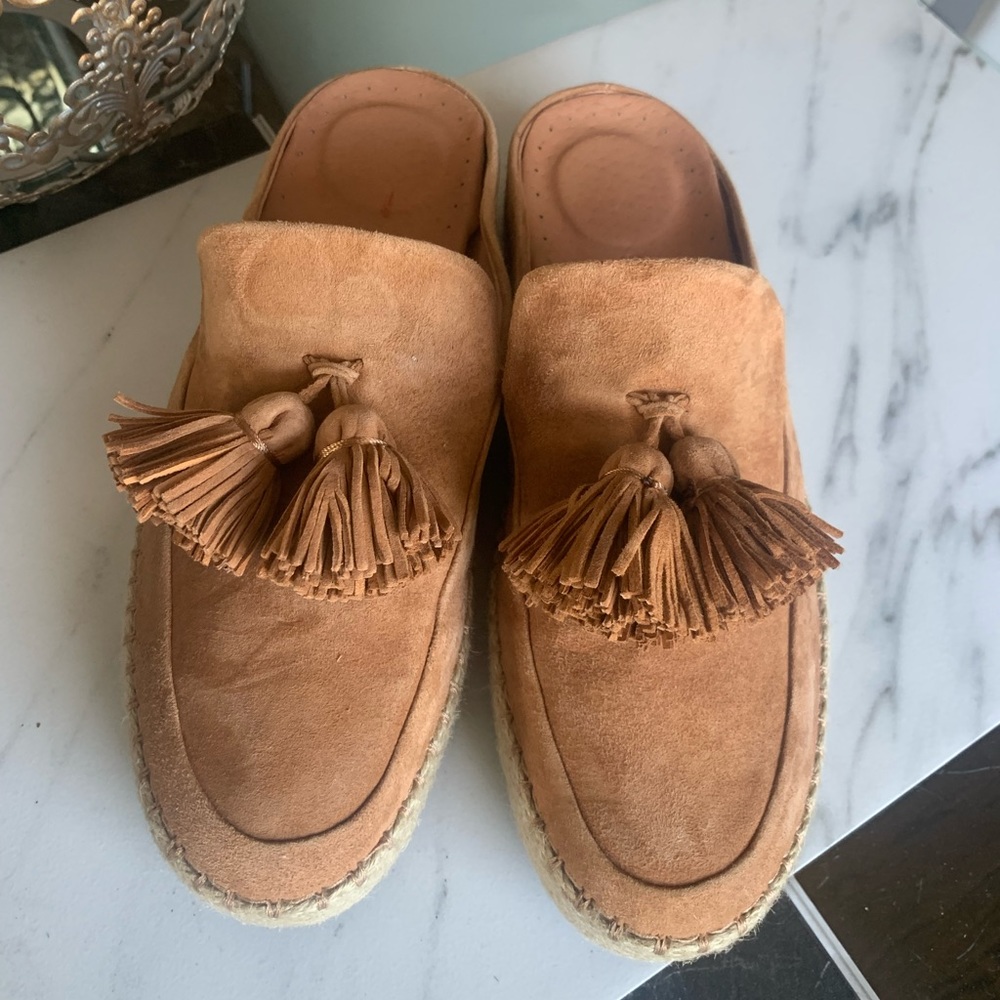 Gentle Souls Tan Espadrille Mules